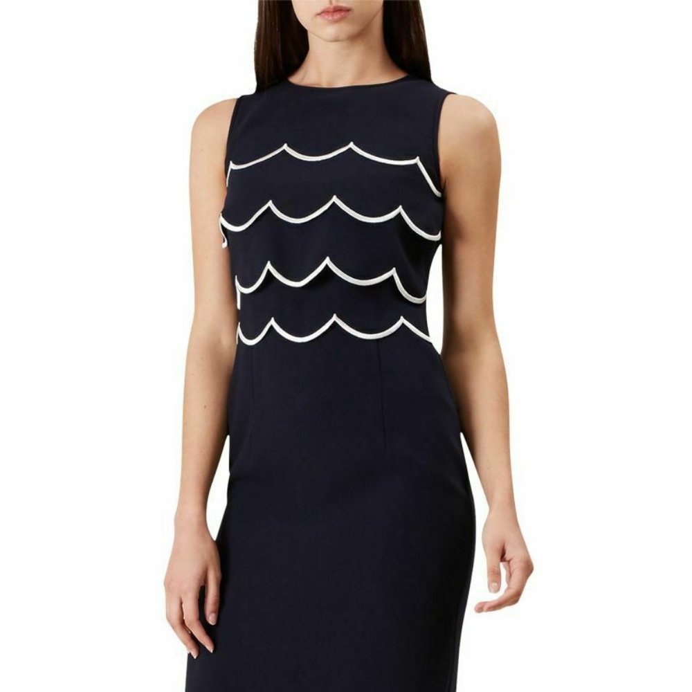 Hobbs Navy/White Jodie Dress UK Size 14 US Size 10